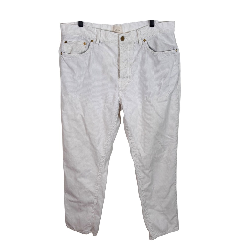 Sid Mashburn Mens Pants Sz 36 x 27.5 White Corduroy Button Fly Cotton